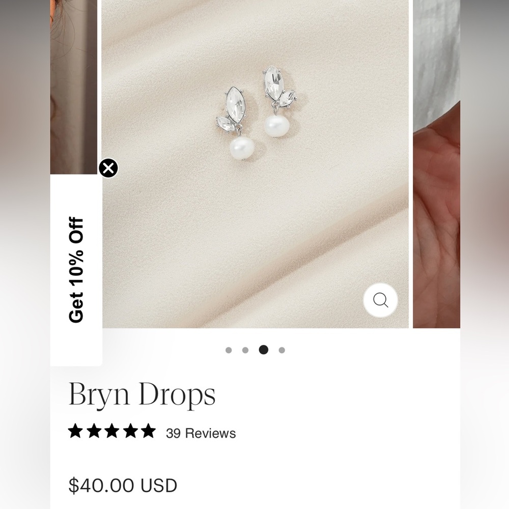 Bryn Drops Silver Pearl Earrings